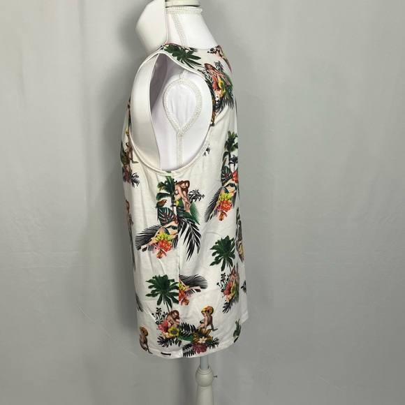 On the byas White Tropical Palm Print Tank Top - Picture 4 of 9